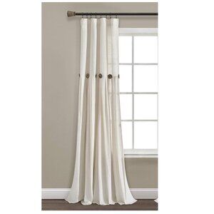 🍀🍀 Lush Decor Linen Button Window Curtain Panel 40" W x 84" L Off White NWT